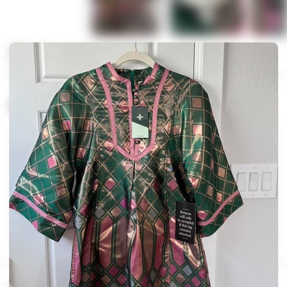 Tuckernuck Green Tunic with Pink and Gold Metallic Accents - Picture 8 of 8